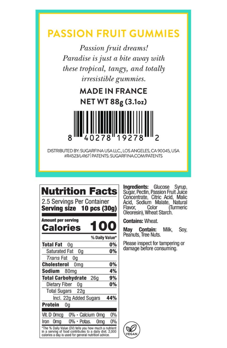 sugarfina Passion Fruit Gummies Set of 3 Candy Cubes, Alternate, color, 