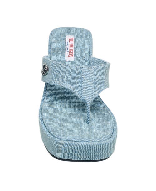 True Religion Latto Slip On Wedge Sandal In Blue
