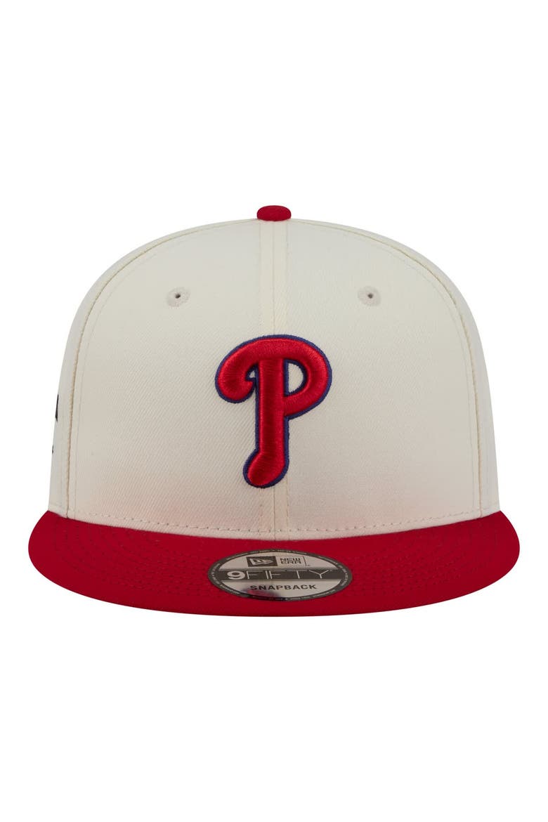 Men's New Era Cream/Red Philadelphia Phillies Localized 9FIFTY Snapback Hat, Alternate, color, Cream
