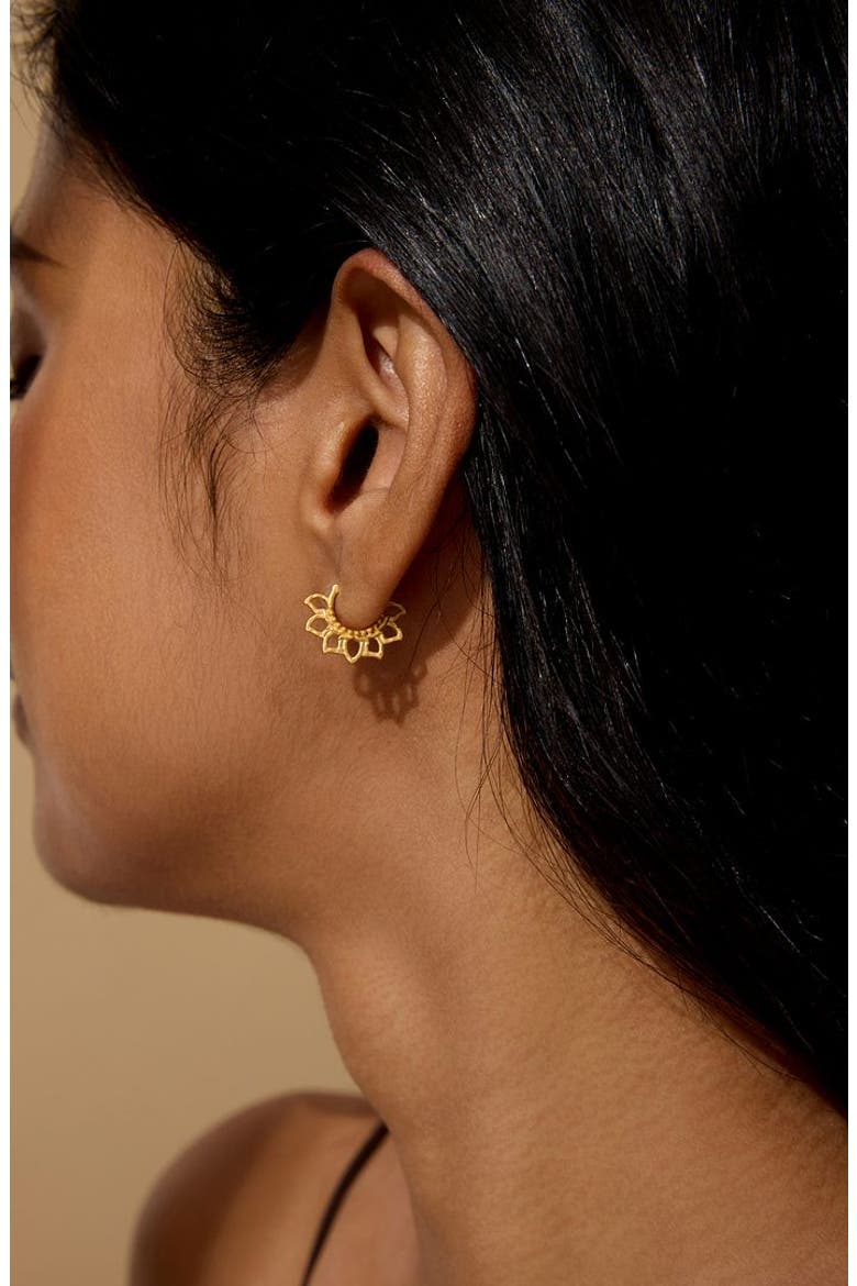 Blooming Love Lotus Petal Hoop Earrings, Alternate, color, Gold