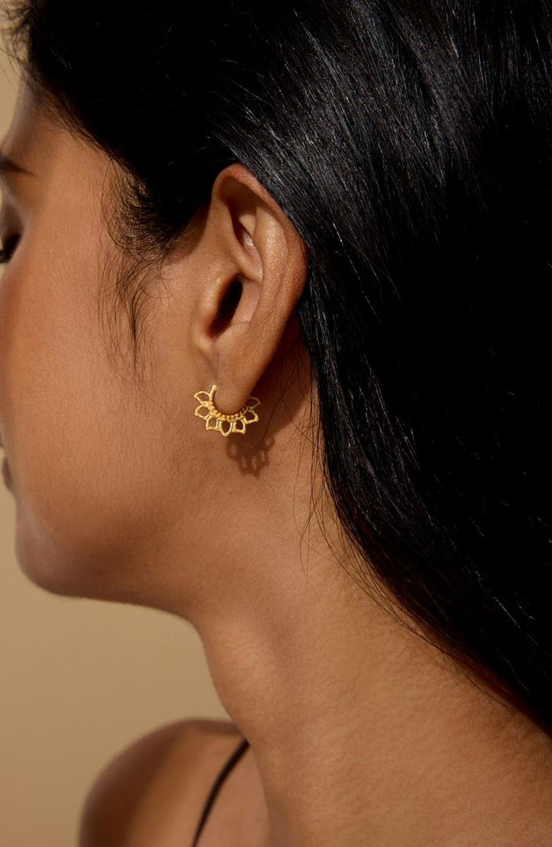Satya Jewelry Blooming Love Lotus Petal Hoop Earrings, Alternate, color, Gold