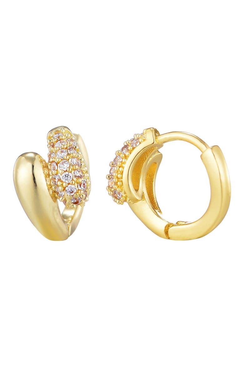 Double Band Cubic Zirconia Stud Earrings, Alternate, color, GOLD