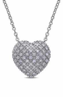 DELMAR Cluster Diamond Heart Pendant Necklace - 0.98ct.
