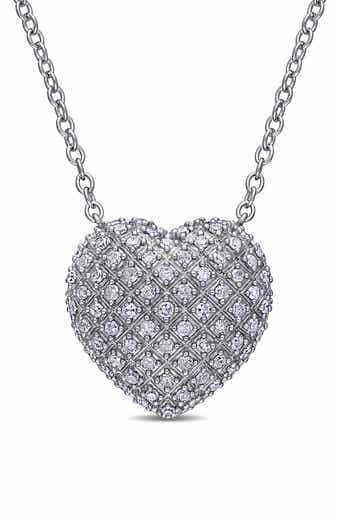 Cluster Diamond Heart Pendant Necklace - 0.98ct.