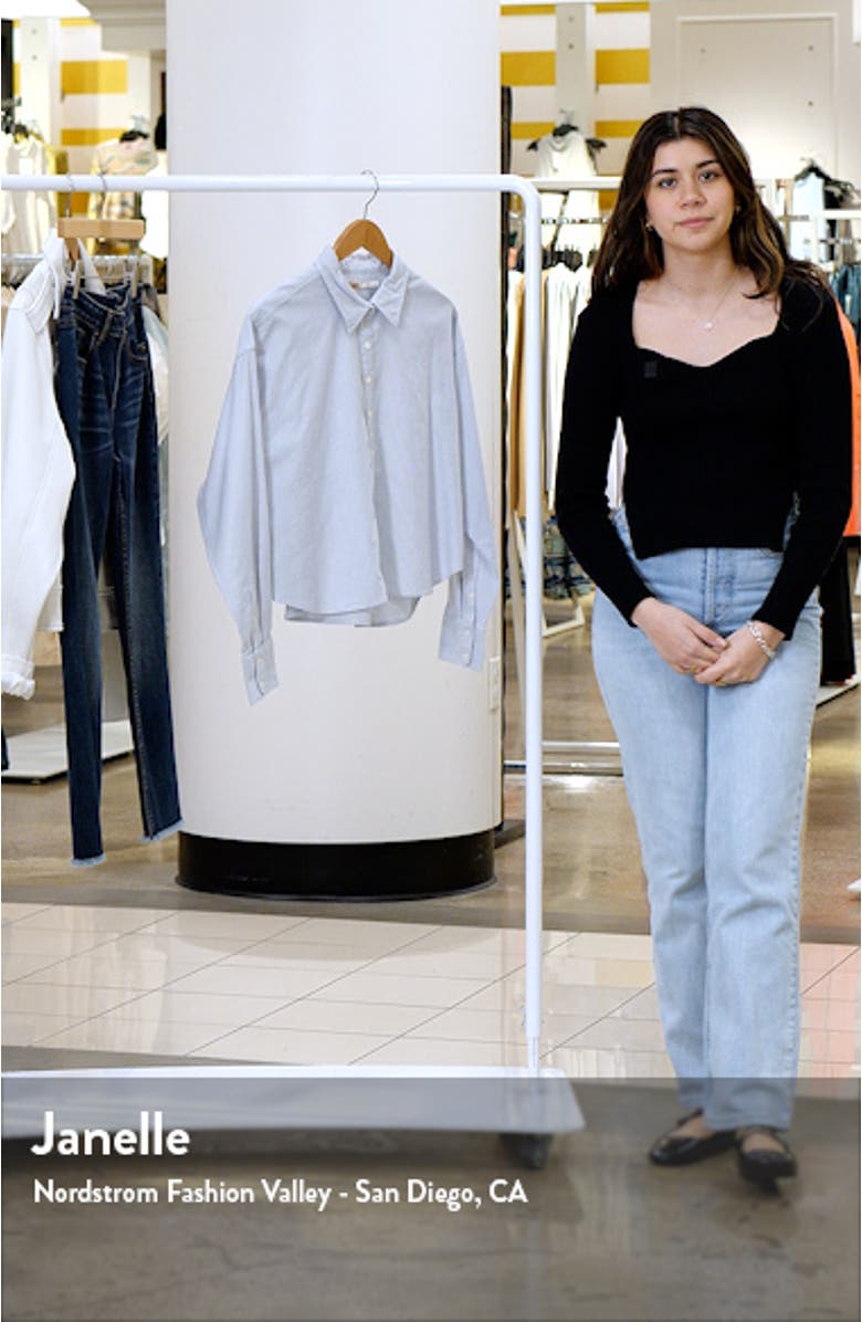 Crop Stretch Oxford Button-Up Shirt, sales video thumbnail