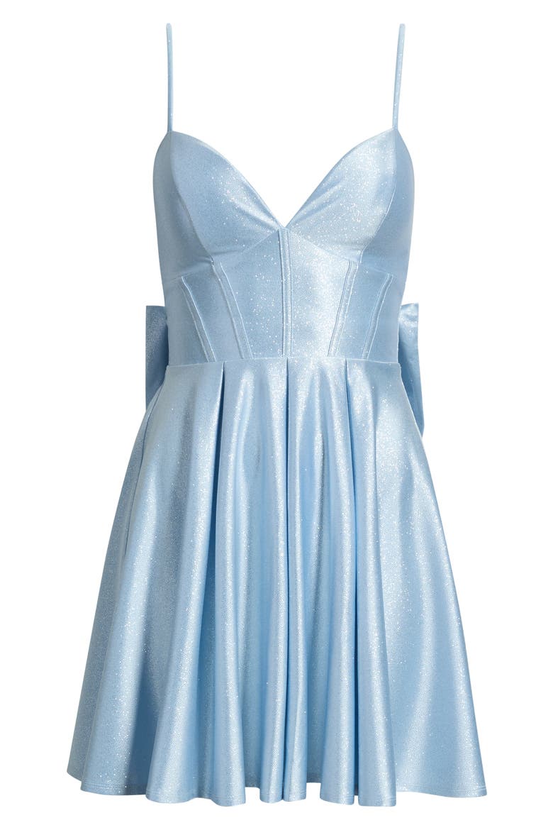 Glitter Knit Corset Fit and Flare Minidress, Alternate, color, ICE BLUE