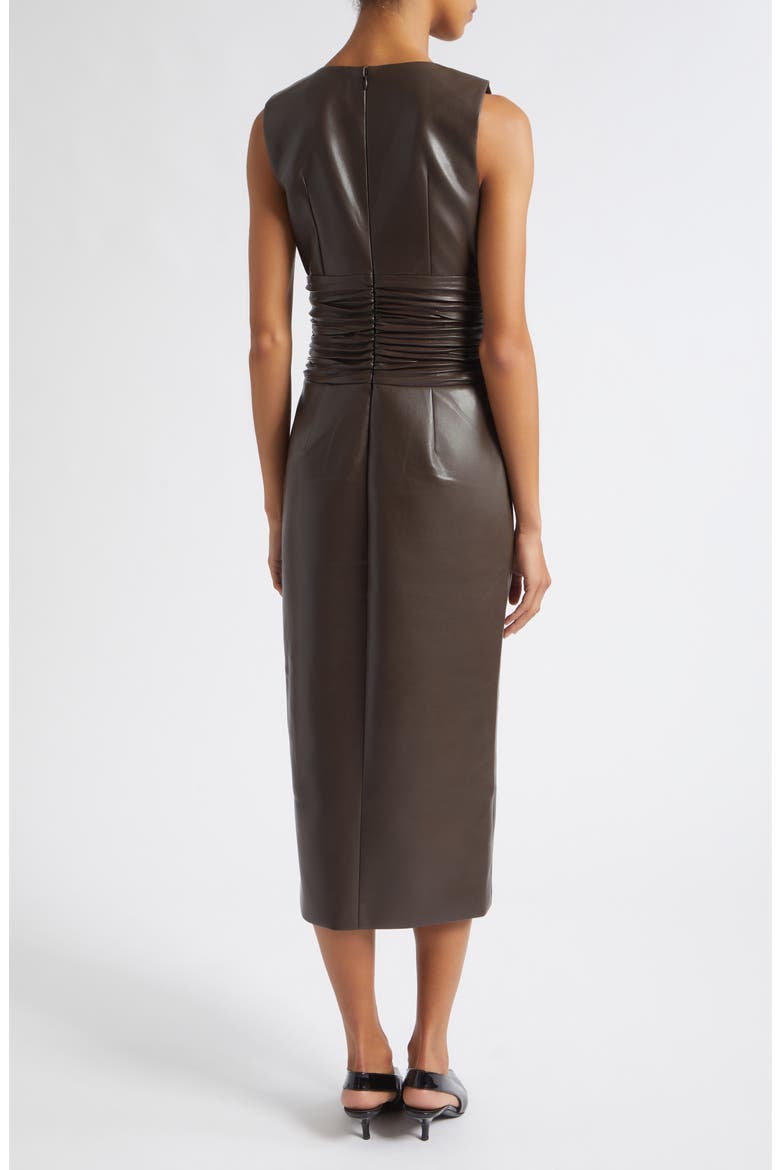 Fabiana Faux Leather Midi Dress, Alternate, color, ESPRESSO
