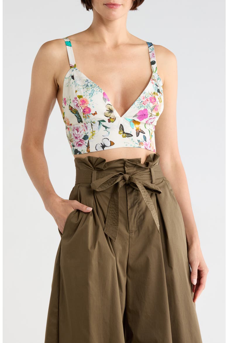Kaori V Neck Bralette Top, Main, color, V WH M CHARONDA BUTTERFLY