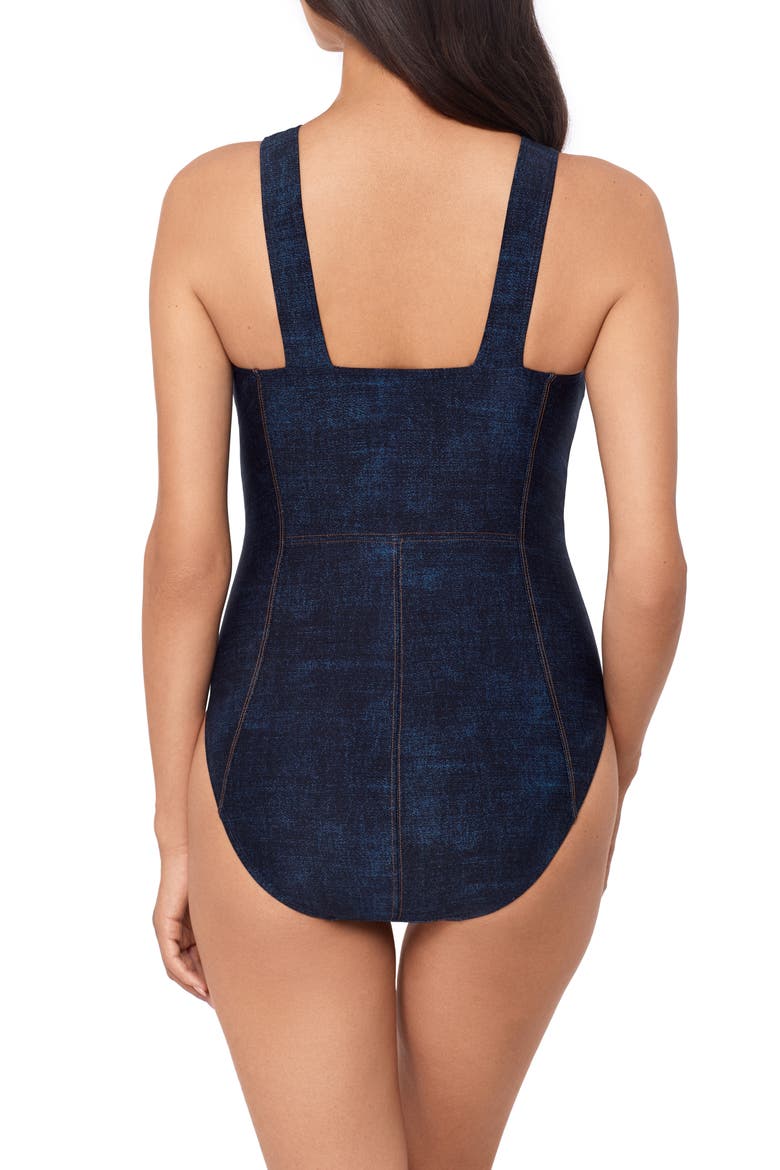 Billie Jean Shania Belted Underwire One-Piece Swimsuit, Alternate, color, DENIM BLUE
