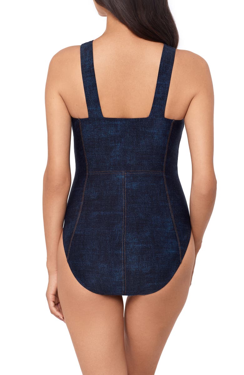Magicsuit<sup>®</sup> Billie Jean Shania Belted Underwire One-Piece Swimsuit, Alternate, color, Denim Blue
