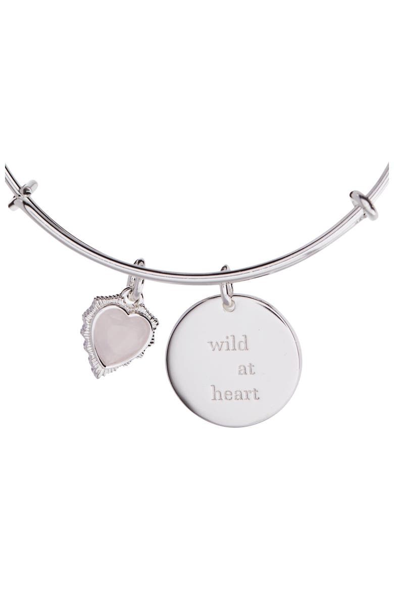 Wild At Heart Duo Charm Bangle Bracelet, Alternate, color, Silver