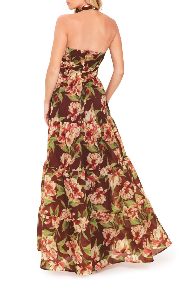 Printed Maxi Halter Dress, Alternate, color, BURGUNDY