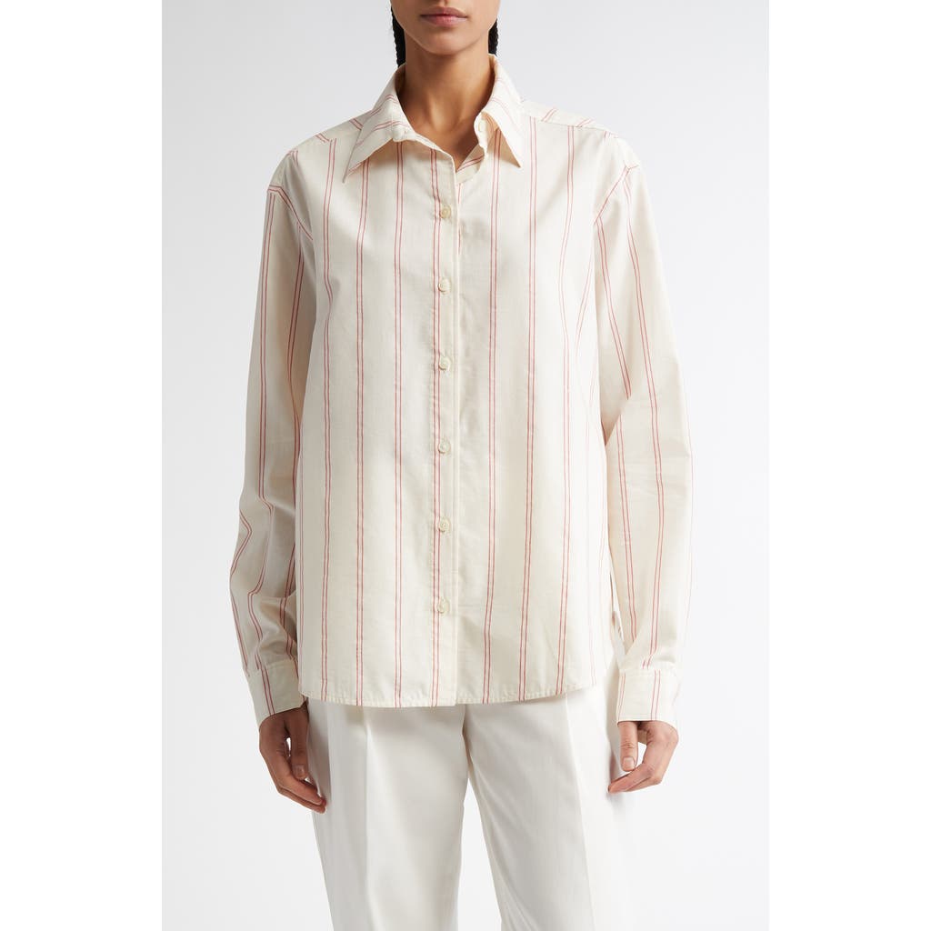 Totême Toteme Relaxed Stripe Button-up Shirt In Ecru/blossom