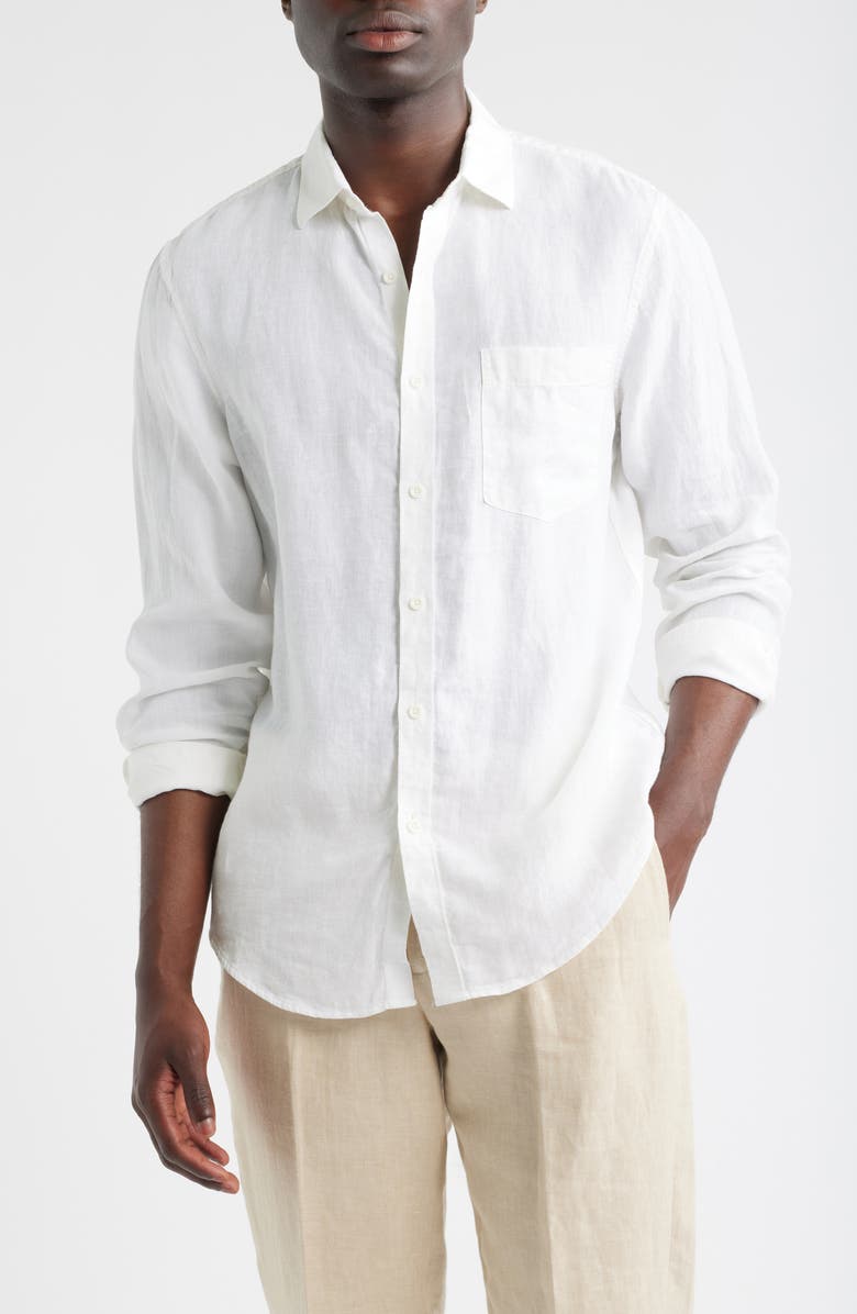 Nordstrom Linen Button-Up Shirt, Main, color, White