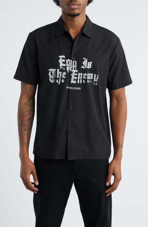 Ego is the Enemy Graphic Button-Up Shirt