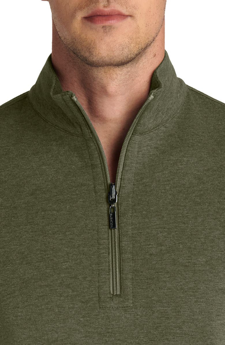 Bugatchi Reversible Quarter Zip Cotton Blend Pullover, Alternate, color, Khaki