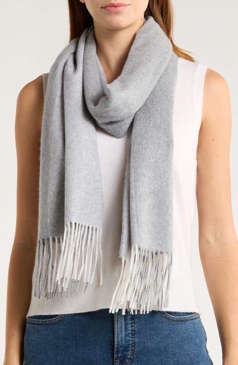 Nordstrom Colorblock Cashmere Scarf, Main, color, Light Grey