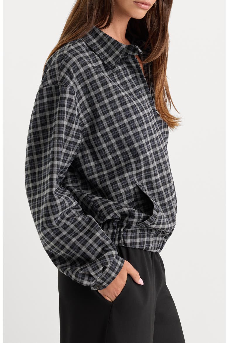 The Lightweight Plaid Bomber Jacket, Alternate, color, CHARCOAL PLAID