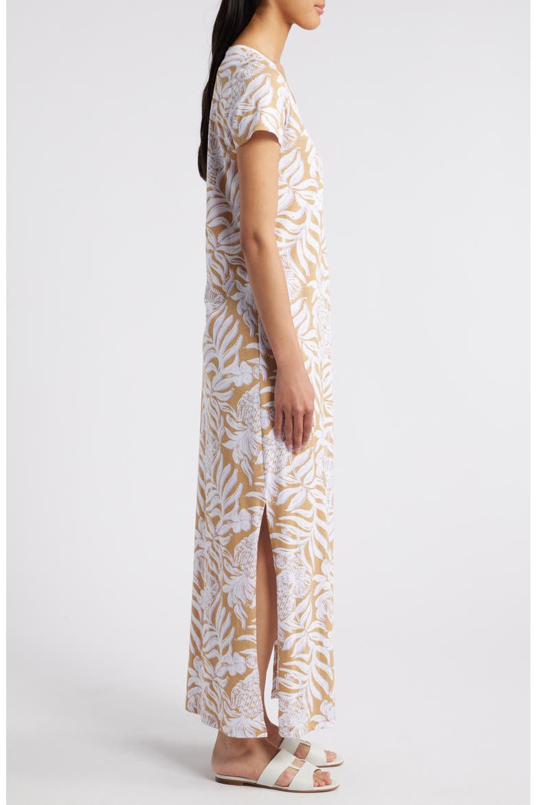 Etta Print Maxi Dress, Alternate, color, RATTAN