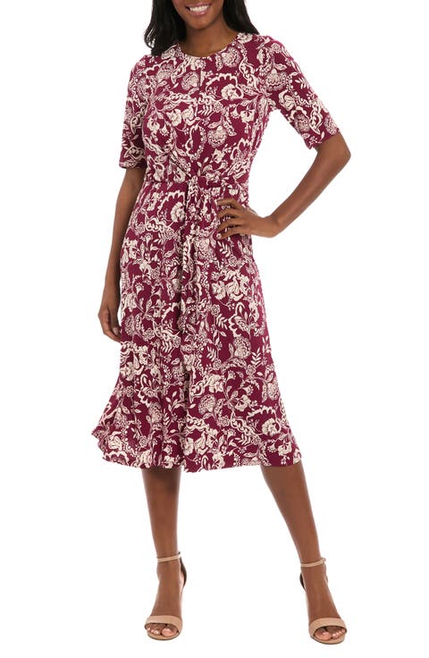 Side Tie Jersey Midi Dress