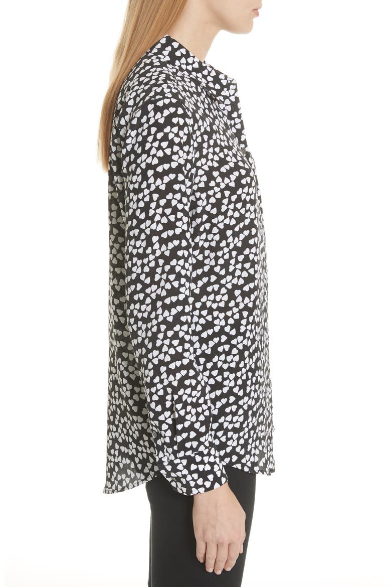 Essential Heart Print Silk Shirt, Alternate, color, TRUE BLACK-BRIGHT WHITE