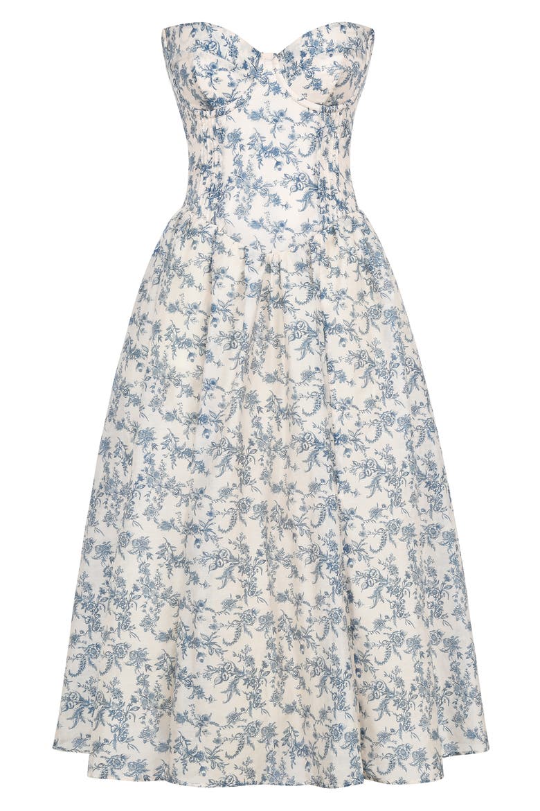 Bennett Corset Strapless Fit & Flare Cocktail Dress, Alternate, color, NAVY CREAM FLORAL