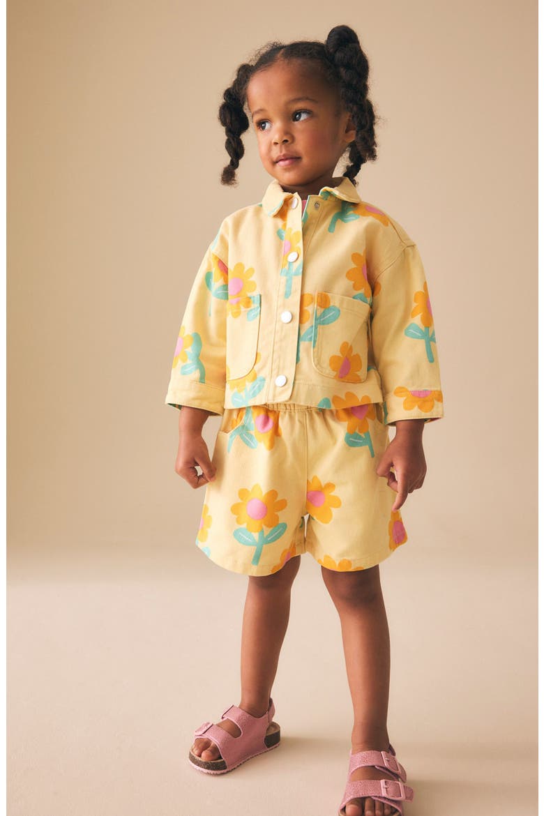 Kids' Cotton Twill Snap-Up Shirt & Shorts Set, Alternate, color, YELLOW
