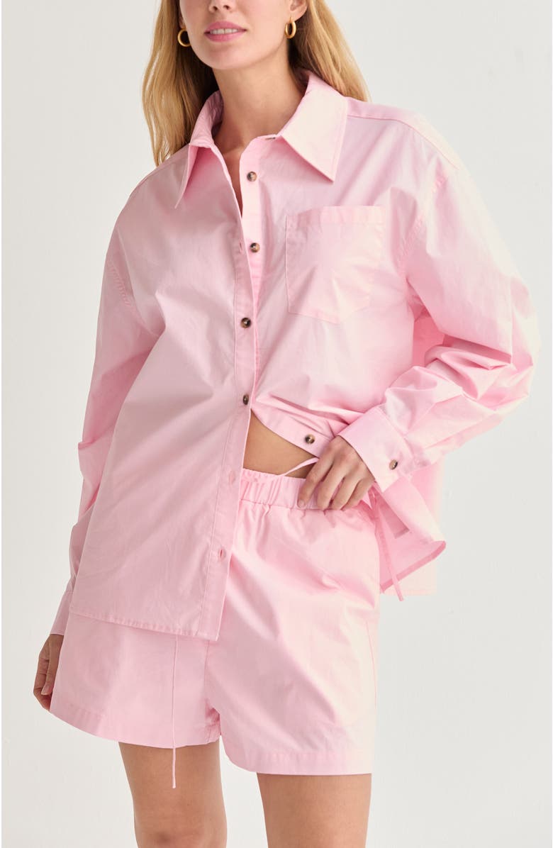 CRESCENT Oversized Poplin Shirt Two Piece Set, Main, color, 