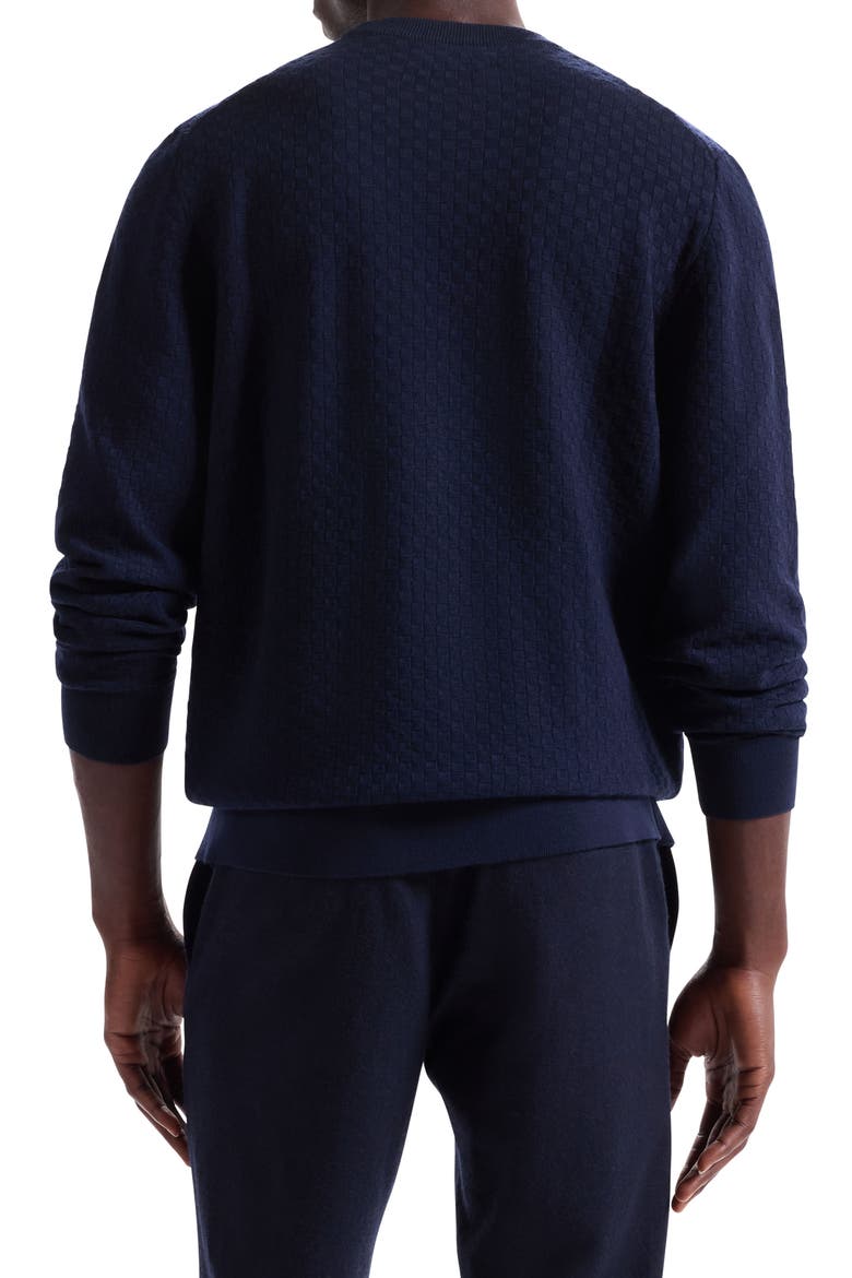 Basketweave Stitch Merino Wool Sweater, Alternate, color, NAVY