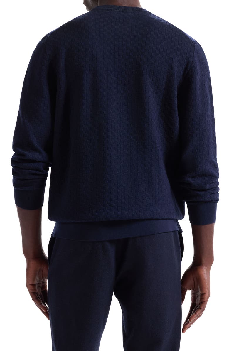 Bugatchi Basketweave Stitch Merino Wool Sweater, Alternate, color, Navy