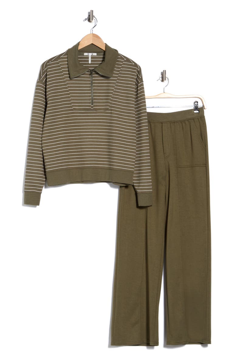 Angie 2-Piece Pullover and Pants Set, Alternate, color, OLIVE NIGHT STRIPE