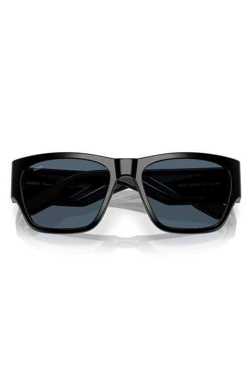 Costa Del Mar Suenos 57mm Polarized Rectangular Sunglasses In Black/gray 580p