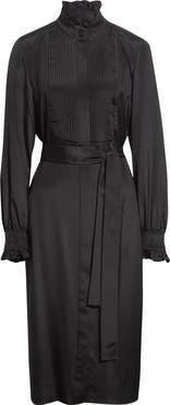 Lafayette 148 New York Pintuck Bib Long Sleeve Tuxedo Dress