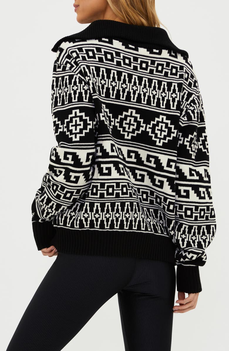 Beach Riot Monterey Jacquard Quarter Zip Sweater, Alternate, color, Sea Salt Wave