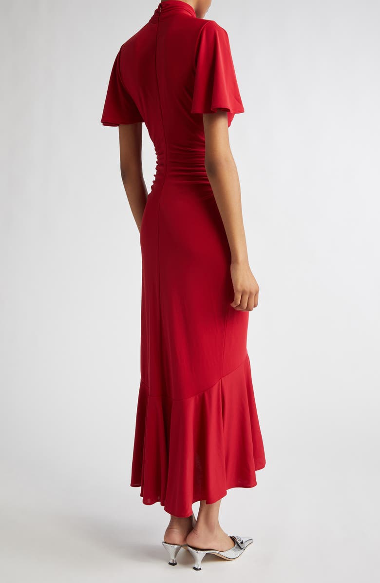 Cinq à Sept Rosita Rhinestone Brooch Detail Ruched Dress, Alternate, color, 