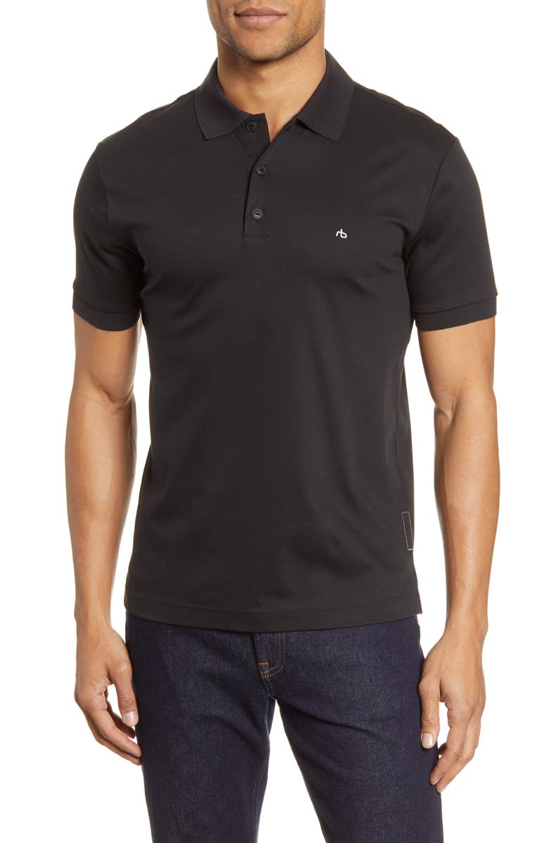 rag & bone Interlock Slim Fit Heathered Polo Shirt, Main, color,