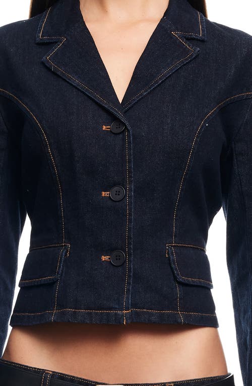 Shop Lioness Lune Denim Blazer In Indigo