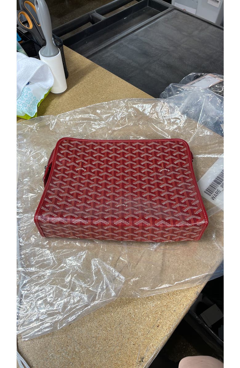 Pre-Owned Goyard Jouvence Toiletry Pouch Coated Canvas GM, Alternate, color, Red
