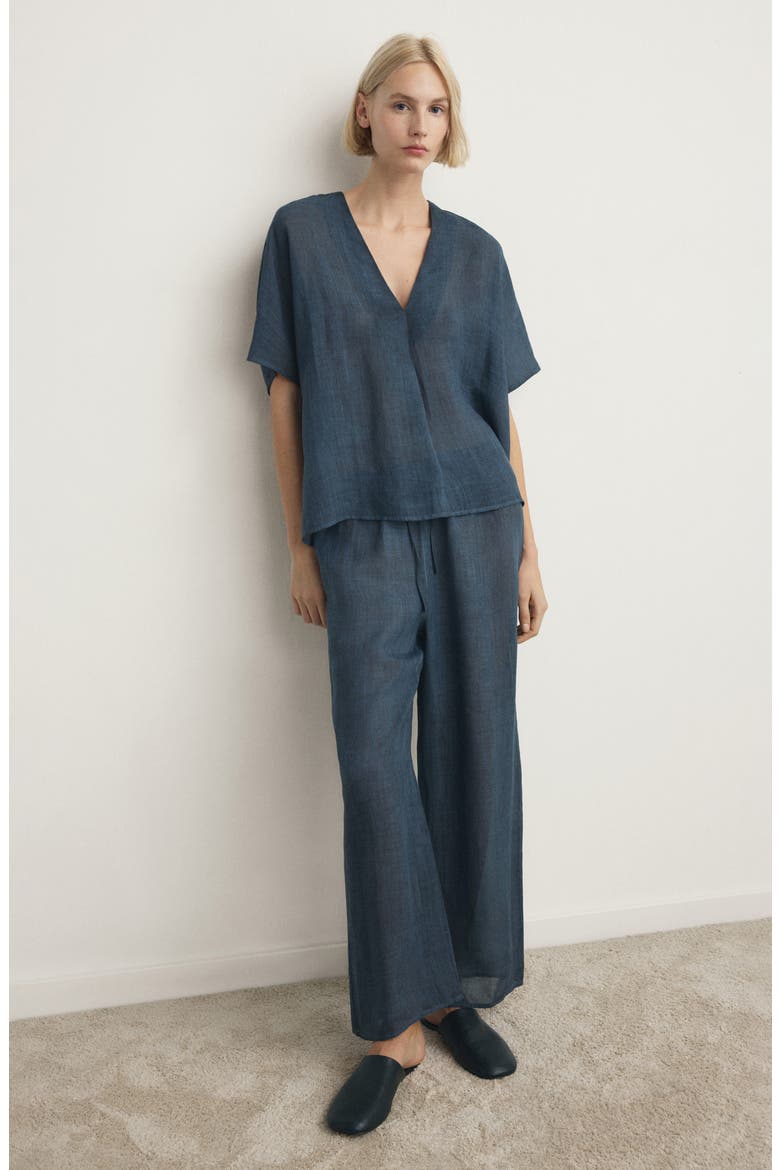 Ramie Pajama Pants, Alternate, color, INK BLUE