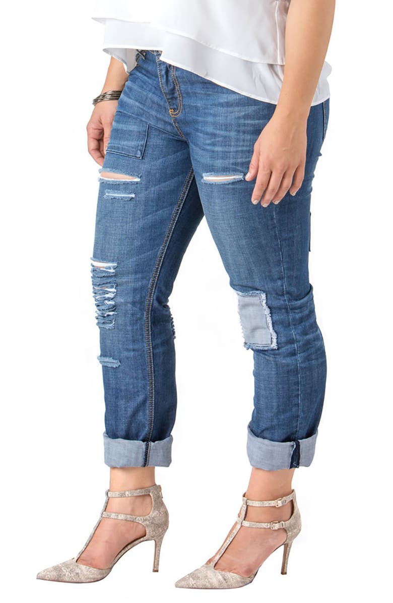 Standards & Practices Rip & Repair X-Boyfriend Jeans, Alternate, color, Repair