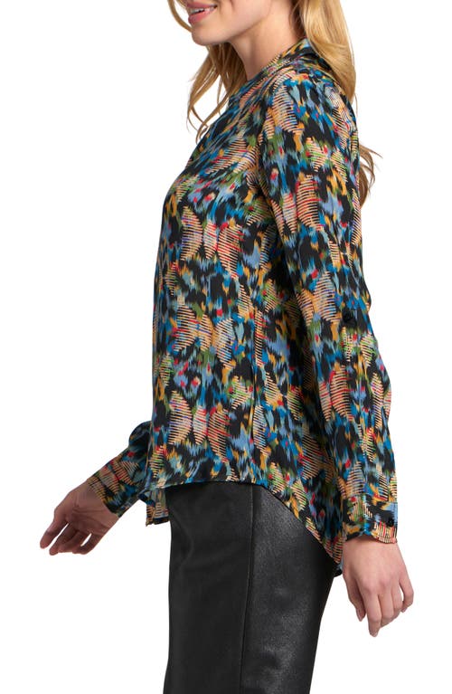 Apny Abstract Print Roll Tab Sleeve Chiffon Button-up Shirt In Multi