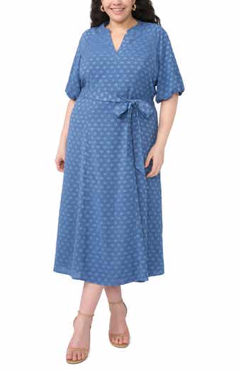 Clip Print Short Sleeve Midi Dress