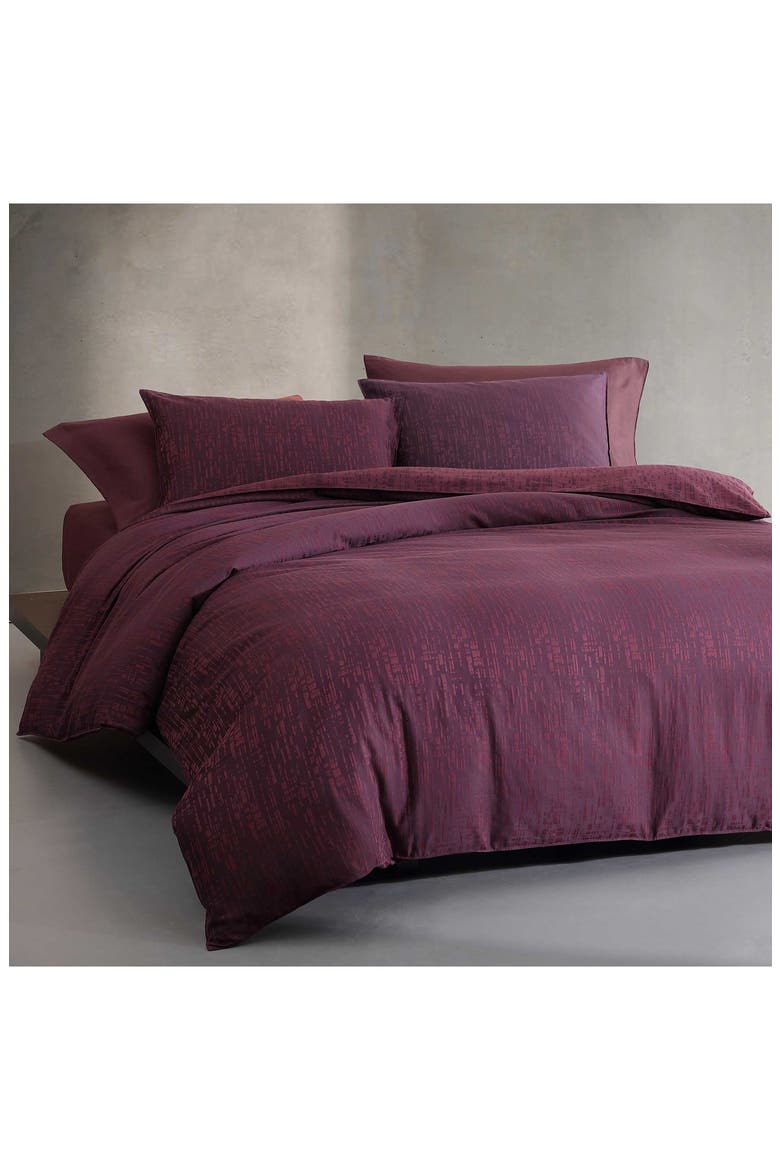 Linear Circuit Cotton Duvet Cover & Shams Set, Alternate, color, DARK RED