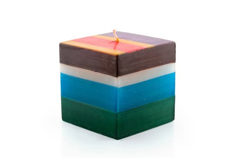 Memphis Stripe Painted Cube Candle