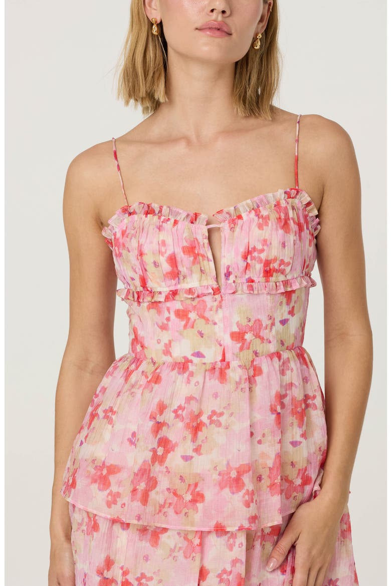 Vonnessa Floral Print Tiered Maxi Dress, Alternate, color, PINK CORAL MULTI