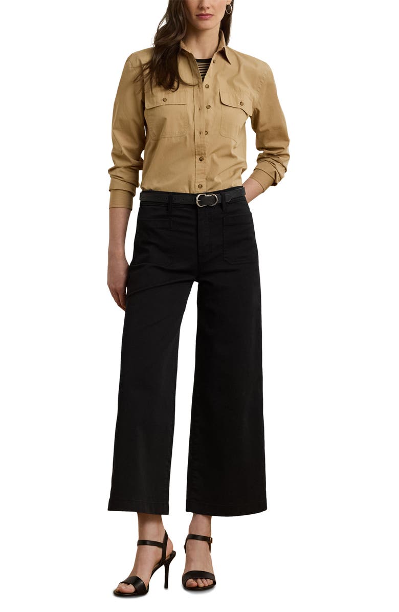 Lauren Ralph Lauren Stretch Cotton Twill Crop Pants, Alternate, color, Black