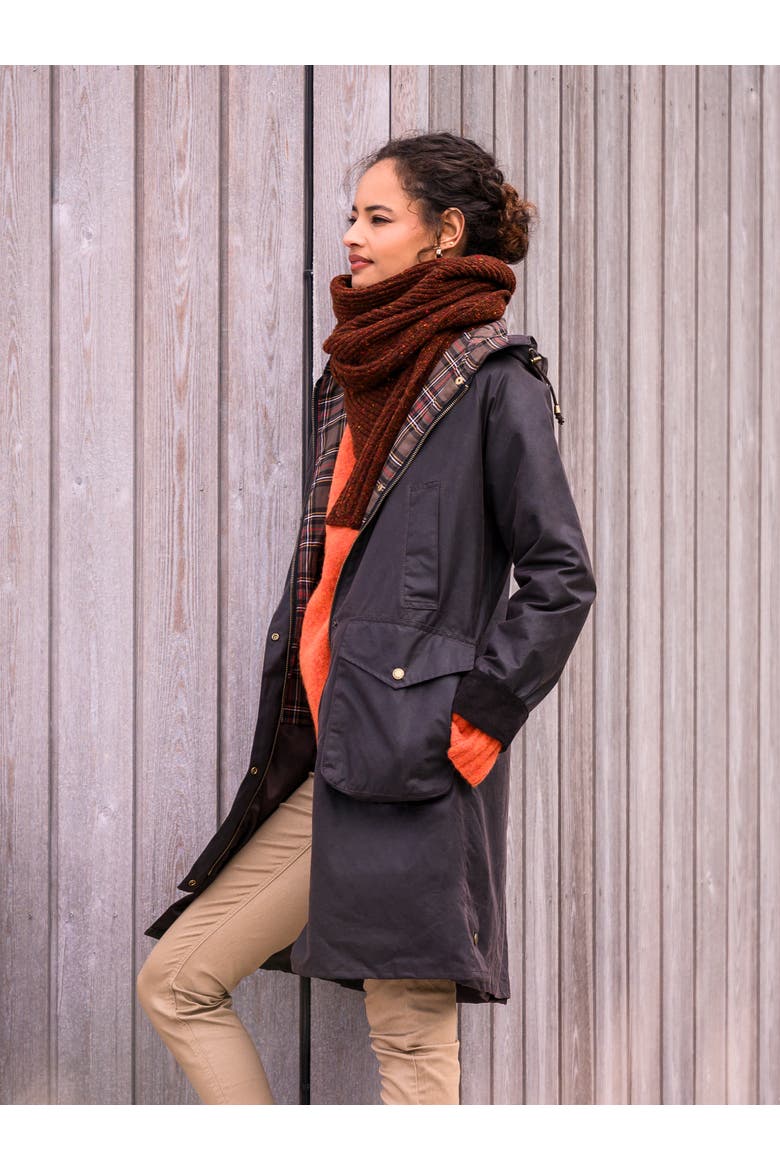 Wax Cotton Overcoat, Alternate, color, DARK BROWN