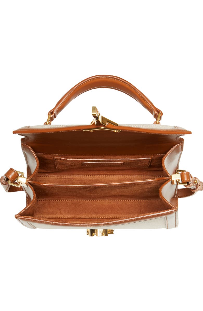 Saint Laurent Mini Cassandra Linen Top Handle Bag, Alternate, color,