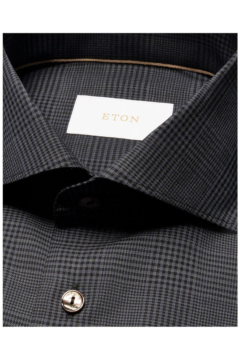 Slim Fit Check Merino Wool Button-Up Shirt, Alternate, color, DARK GREY