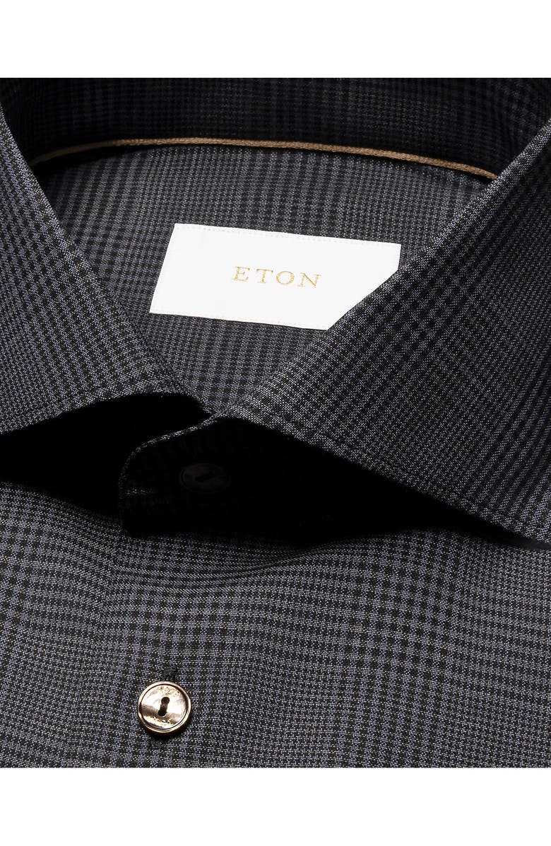 Eton Slim Fit Grey Glen Check Wool Dress Shirt, Alternate, color, Dark Grey